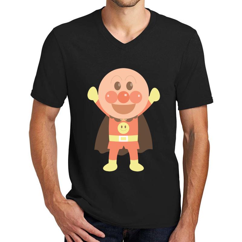 Anpanman Unisex V-Neck T-Shirt Men Black