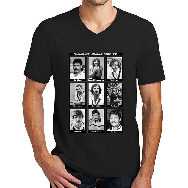 Aussie Moustache Hall of Fame by Decibel Clothing Unisex T-shirts