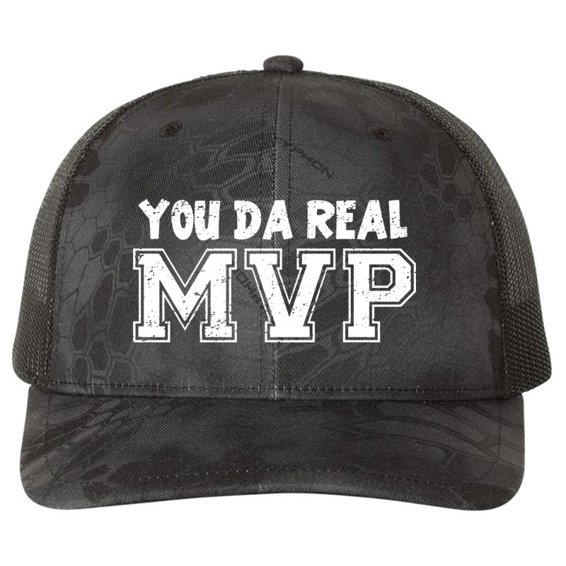 You Da Real Mvp Richardson Premium Trucker Snapback Cap  Kryptek Typhon Black