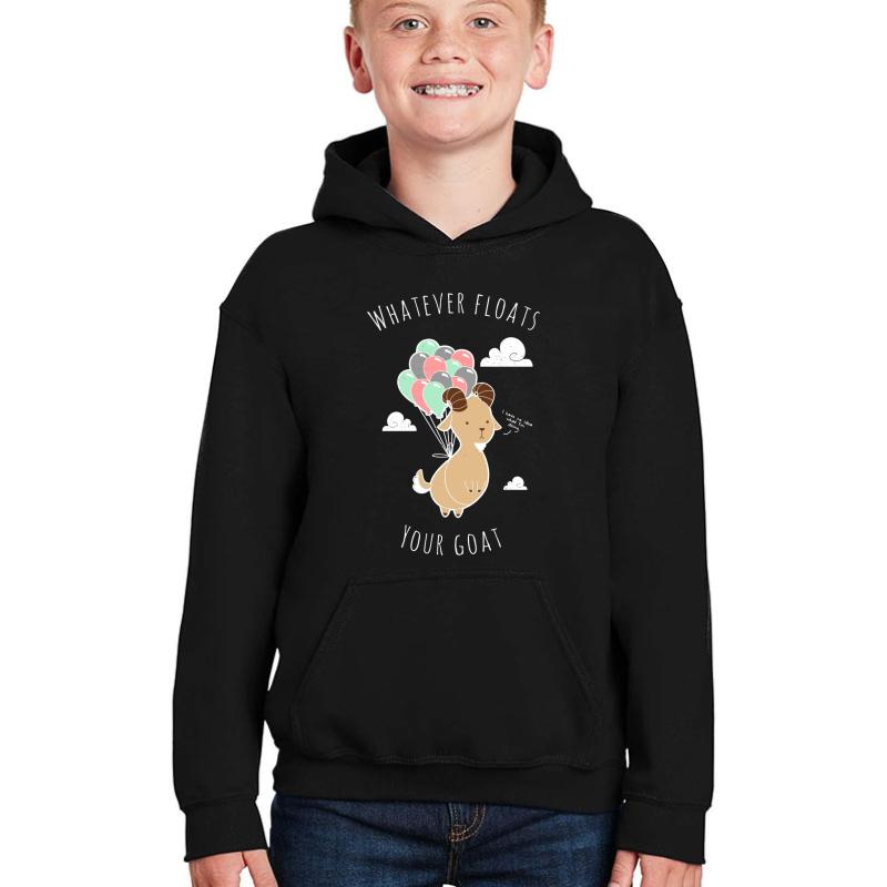 Whatever Floats Your Goat Youth Hooded Sweatshirt Boy Black