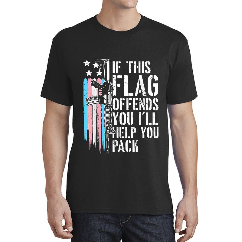 Transgender If This Flag Offends You AR-15 Gun Rights Trans Unisex V-Neck T-Shirts