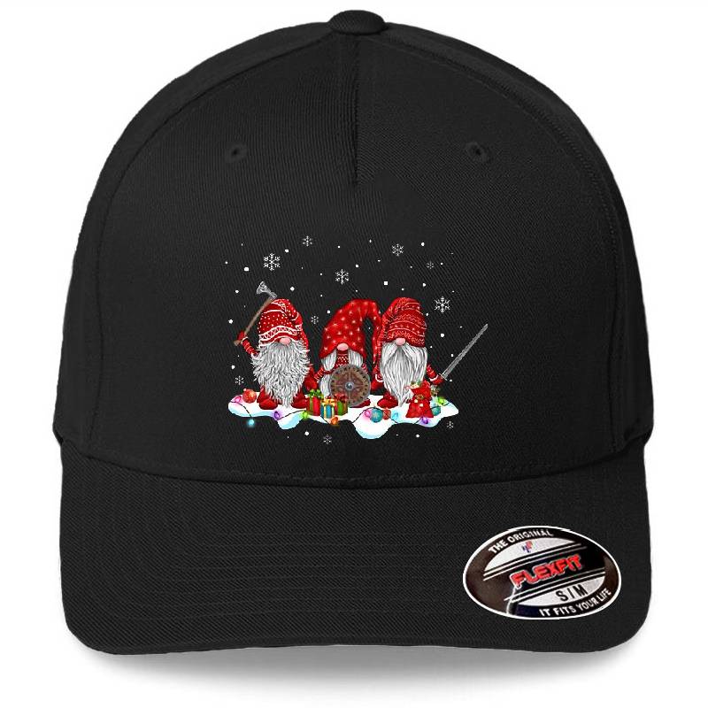 Norse Mythology Red Gnome Hat With Beard Viking Weapons Gnomes Christmas Unisex T-shirts