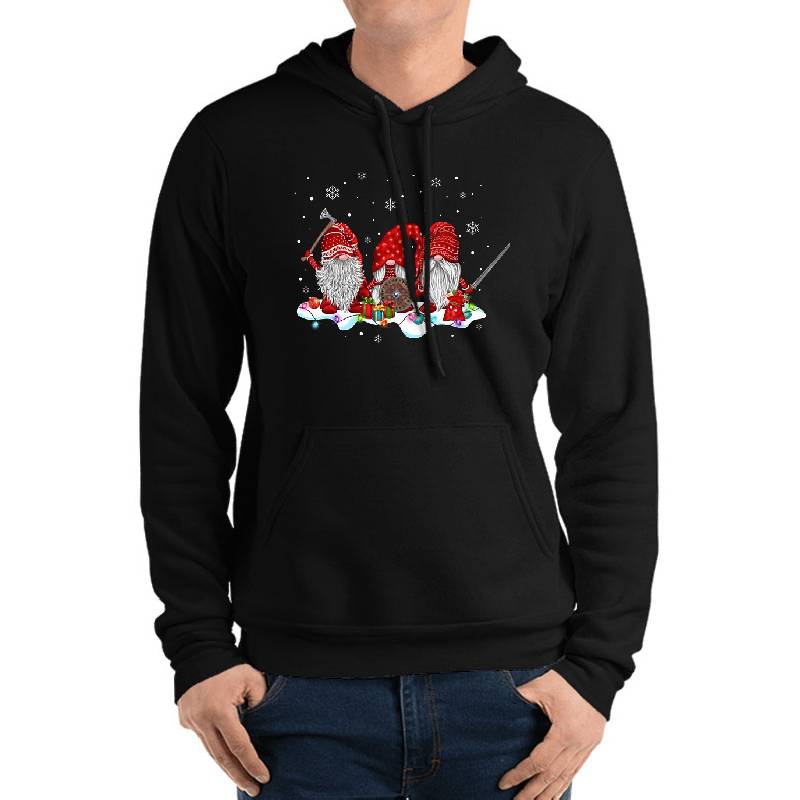 Norse Mythology Red Gnome Hat With Beard Viking Weapons Gnomes Christmas Unisex T-shirts