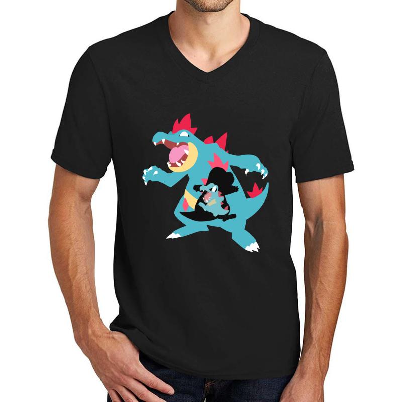 Totodile - Croconaw - Feraligatr Unisex V-Neck T-Shirt Men Black