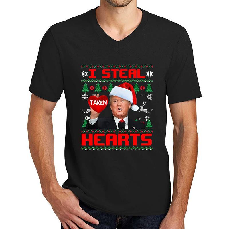 Santa Trump I Steal Hearts Valentines Flexfit Baseball Caps