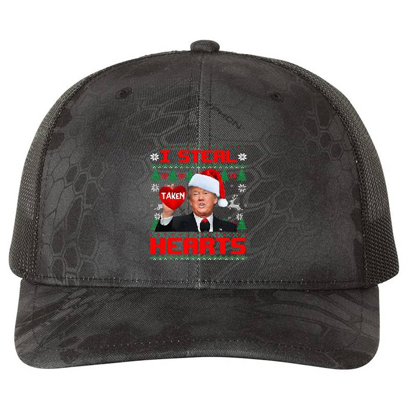 Santa Trump I Steal Hearts Valentines Flexfit Baseball Caps