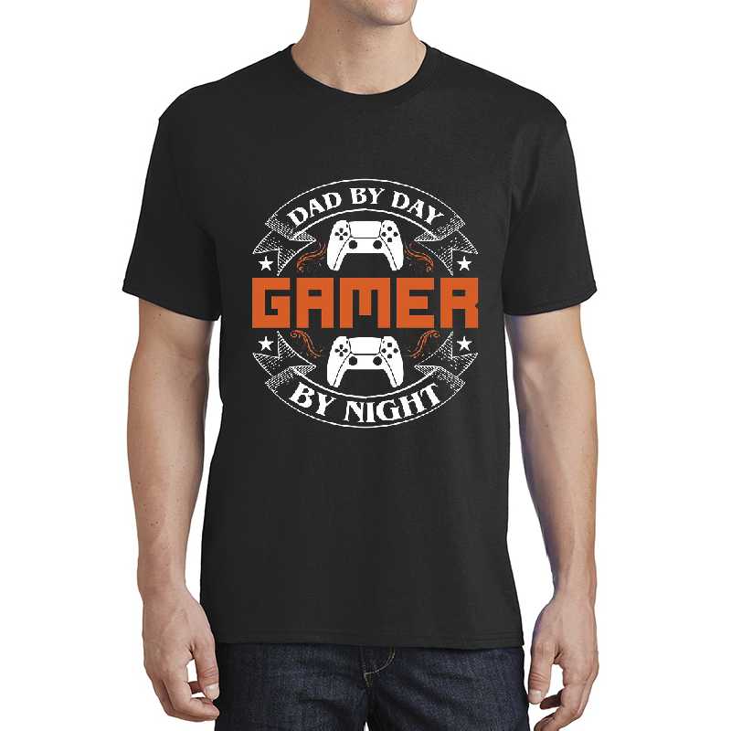 Gaming T-Shirt: Gaming Dad- Dad By Day Gamer By Night Unisex V-Neck T-Shirts