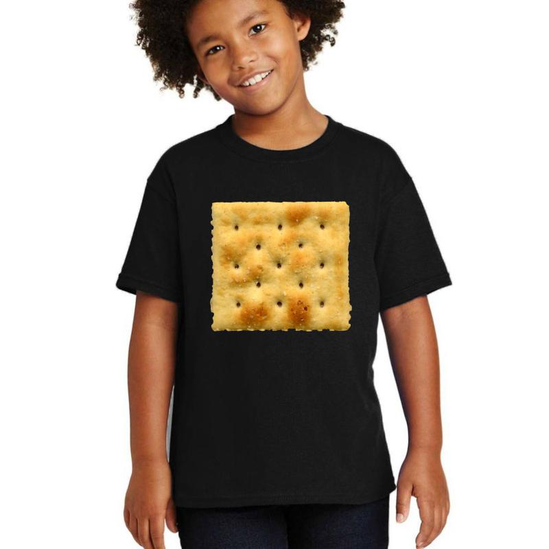 White Saltine Soda Cracker Youth T-Shirt Boy Black