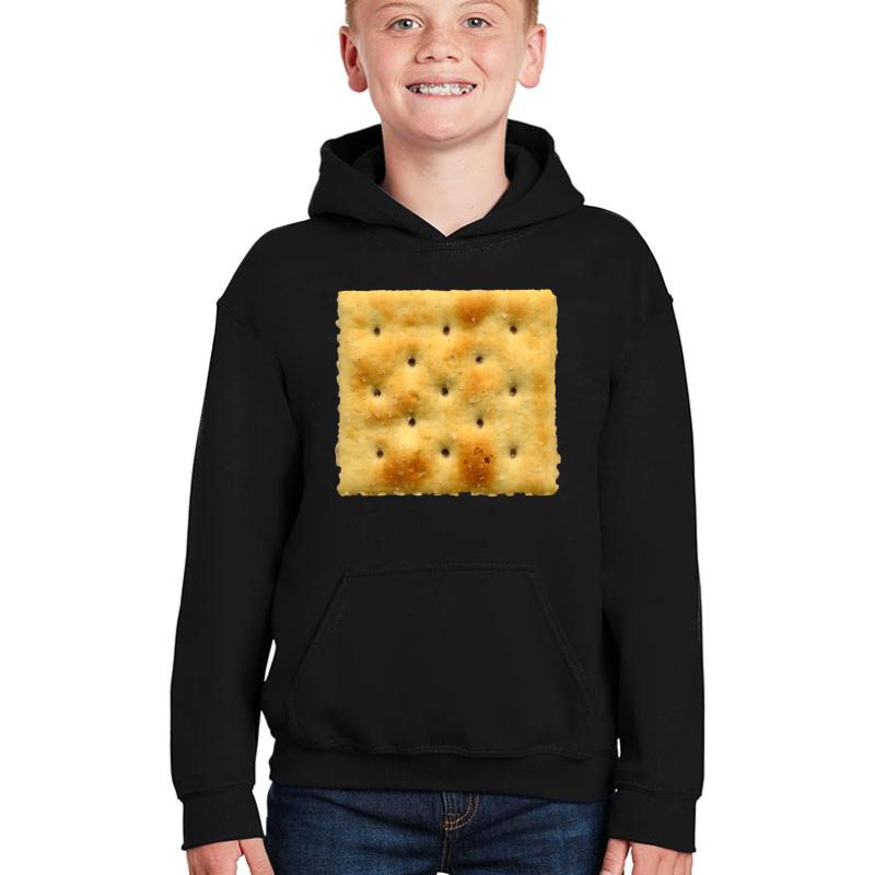 White Saltine Soda Cracker Youth Hooded Sweatshirt Boy Black