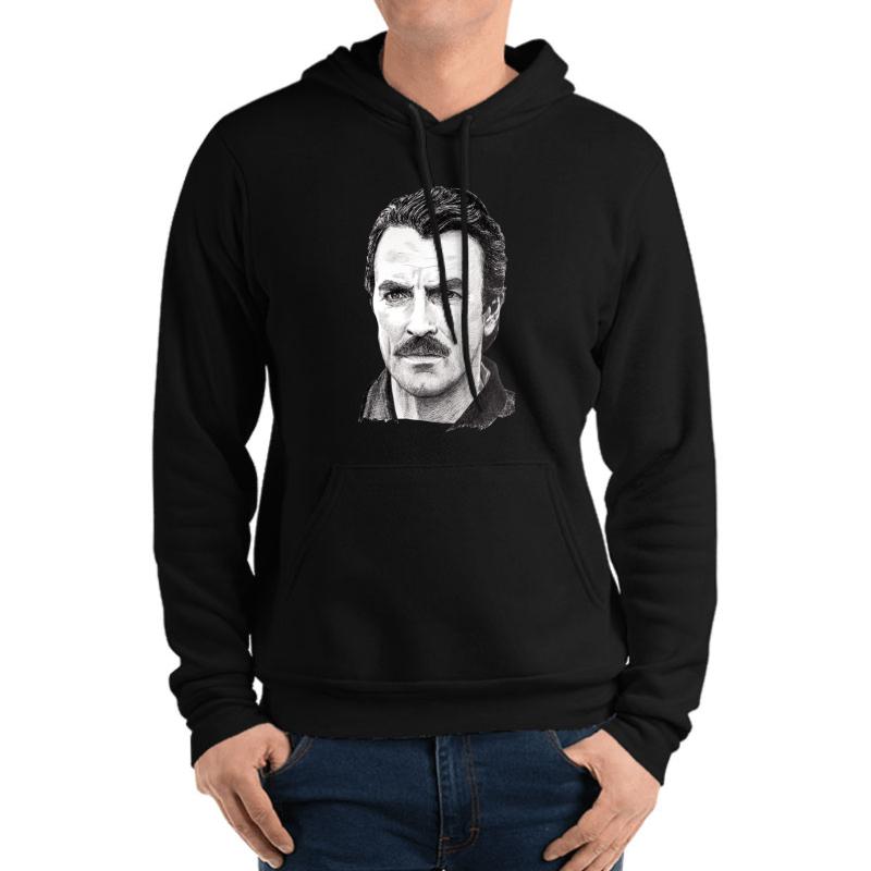 Tom Selleck Unisex Hooded Sweatshirt Men Black