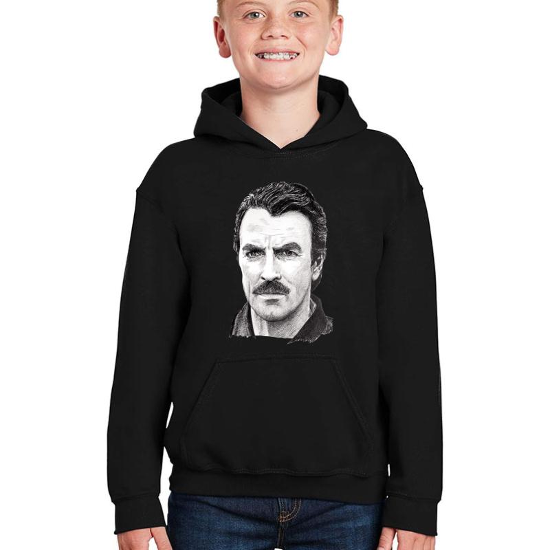 Tom Selleck Youth Hooded Sweatshirt Boy Black