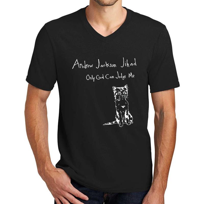 Andrew Jackson Jihad - Only God Can Judge Me Inverted  Unisex V-Neck T-Shirt Men Black