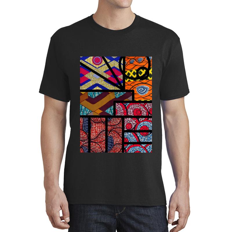 African Print Unisex T-Shirt Men Black