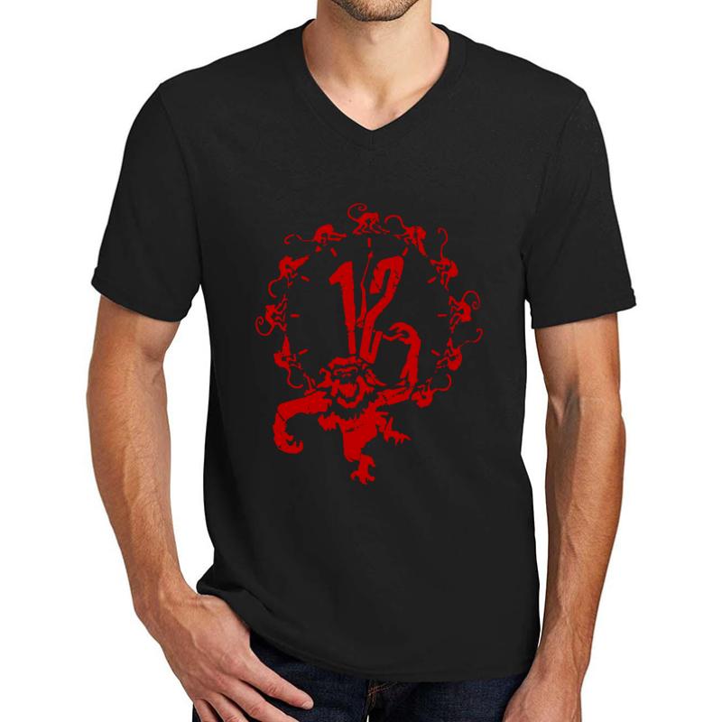 12 Monkeys - Terry Gilliam - Red On Black Unisex V-Neck T-Shirt Men Black