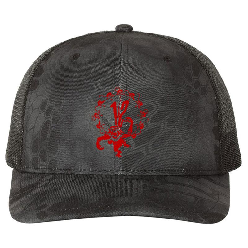 12 Monkeys - Terry Gilliam - Red On Black Richardson Premium Trucker Snapback Cap  Kryptek Typhon Black