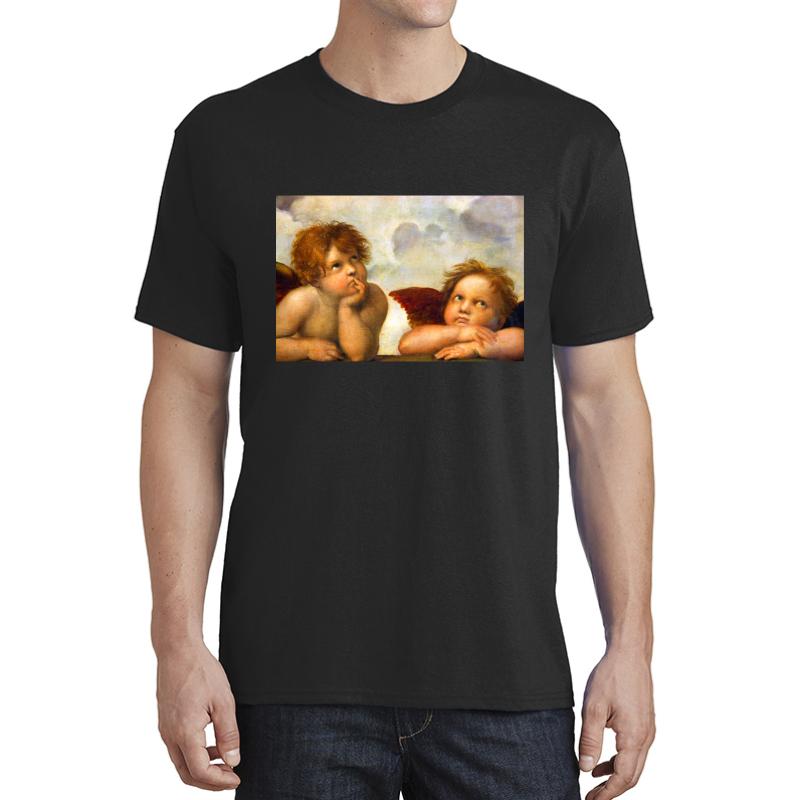 Angels Cherubs Raphael Santi Sistine Madonna Sweet Unisex T-Shirt Men Black