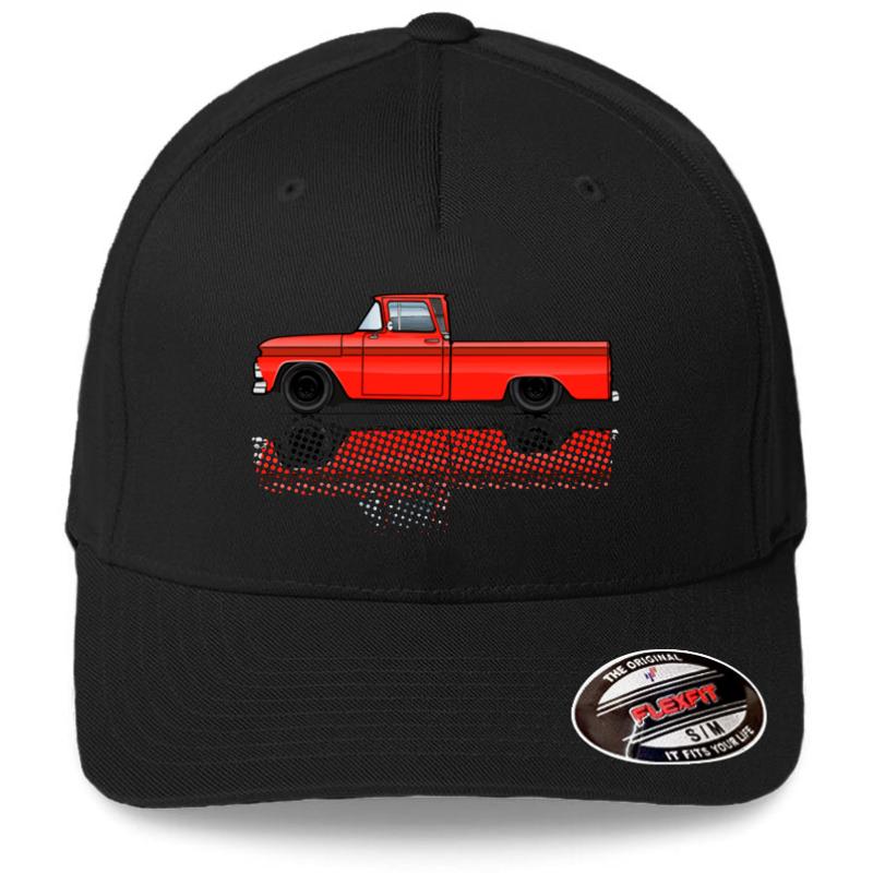 1962-63 Red Chevy C10 Truck Flexfit Baseball Cap  Black