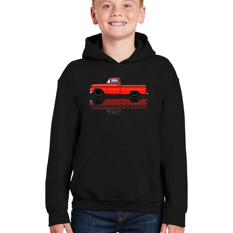 1962-63 Red Chevy C10 Truck Youth Hooded Sweatshirt Boy Black