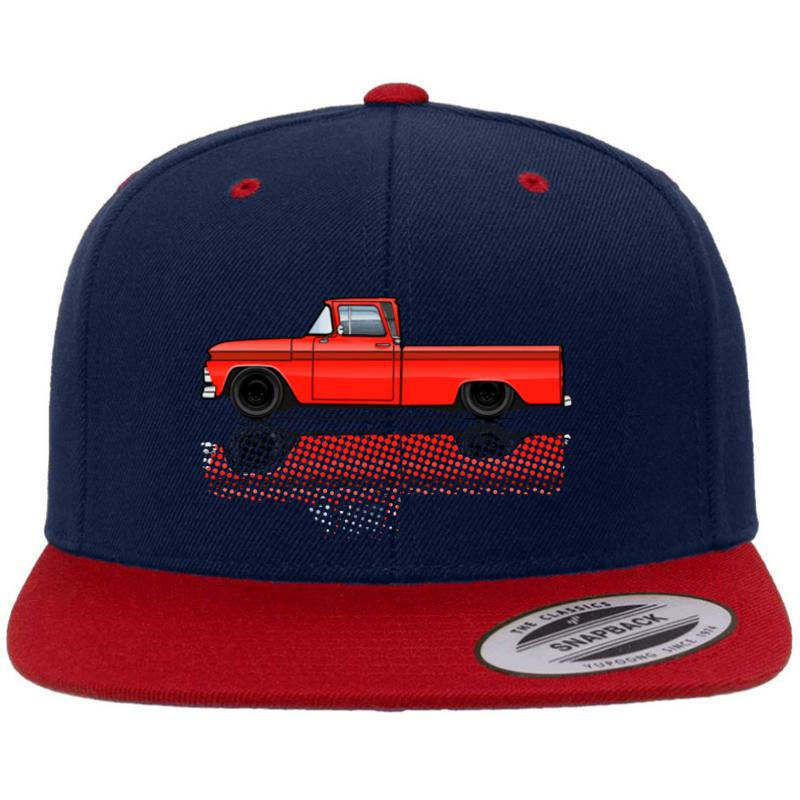 1962-63 Red Chevy C10 Truck Premium Flat Bill Snapback Cap  Navy