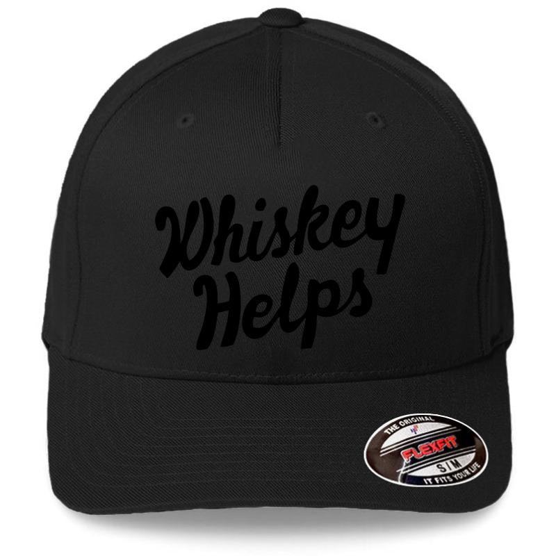 Whiskey Helps Flexfit Baseball Cap  Black