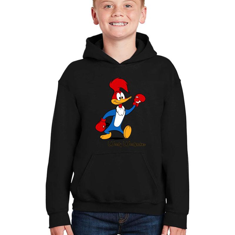 Woody Woodpecker Boxing Youth Hooded Sweatshirt Boy Black