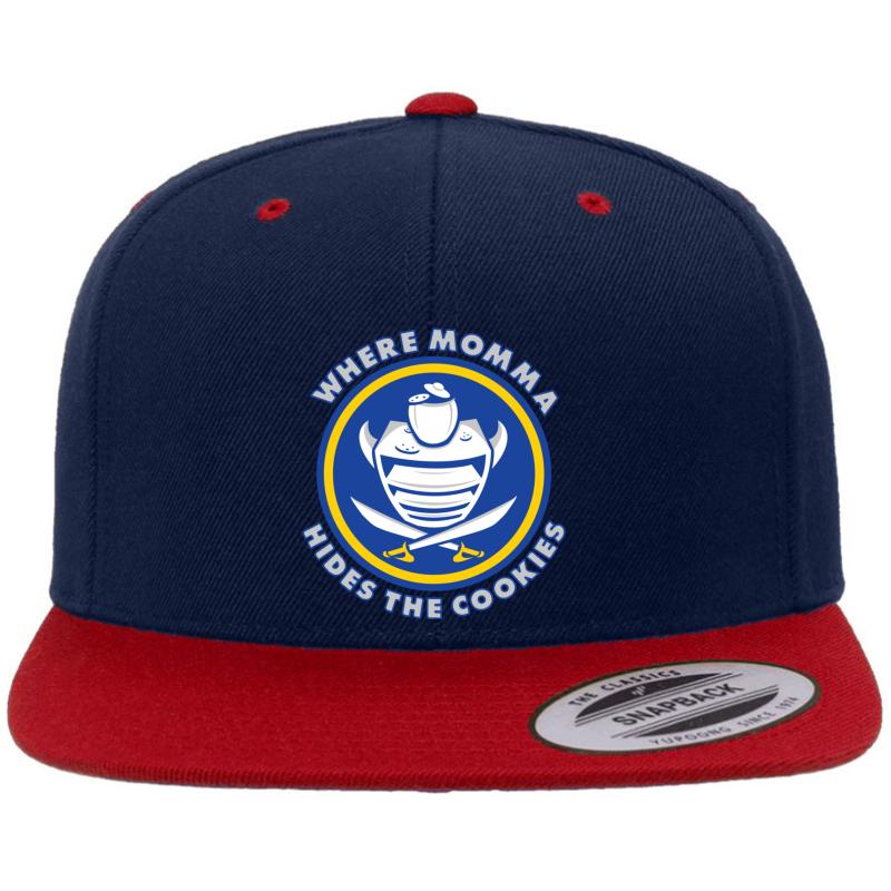 Where Momma Hides The Cookies Premium Flat Bill Snapback Cap  Navy