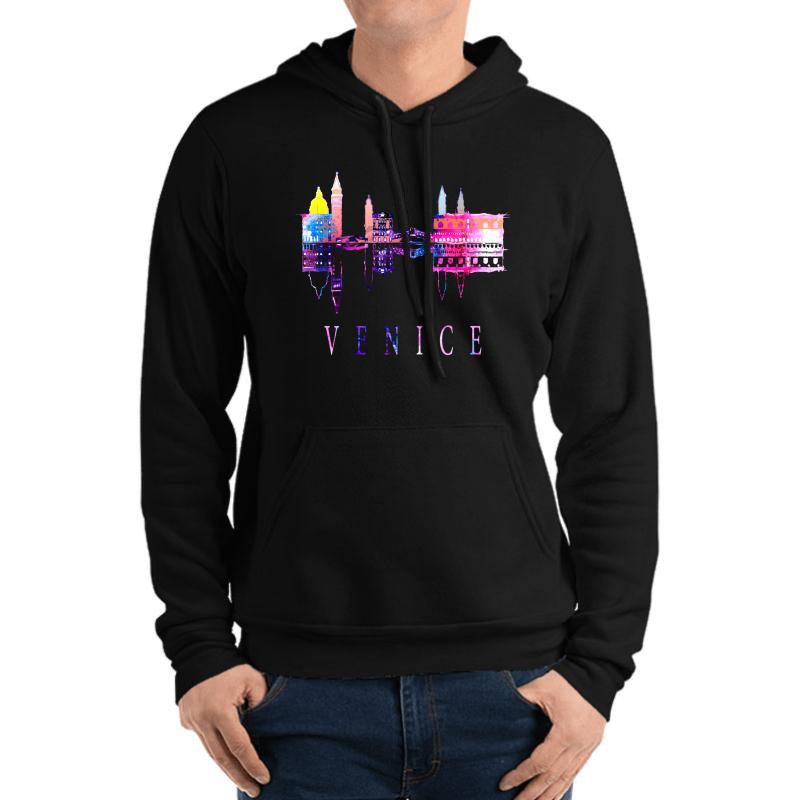 Venice Skyline. Italy Unisex Hooded Sweatshirt Men Black