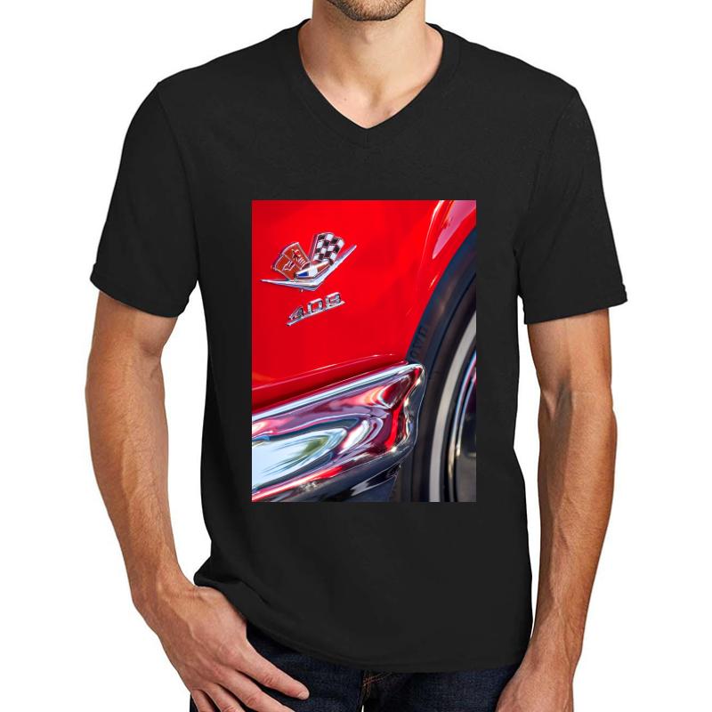 1962 Chevrolet Impala Ss 409 Emblem -1026C Unisex V-Neck T-Shirt Men Black