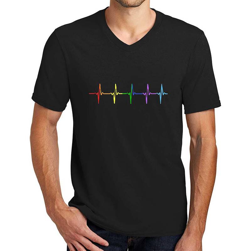 Rainbow Pulse Hearbeat LGBT Classic T-Shirt Flexfit Baseball Caps