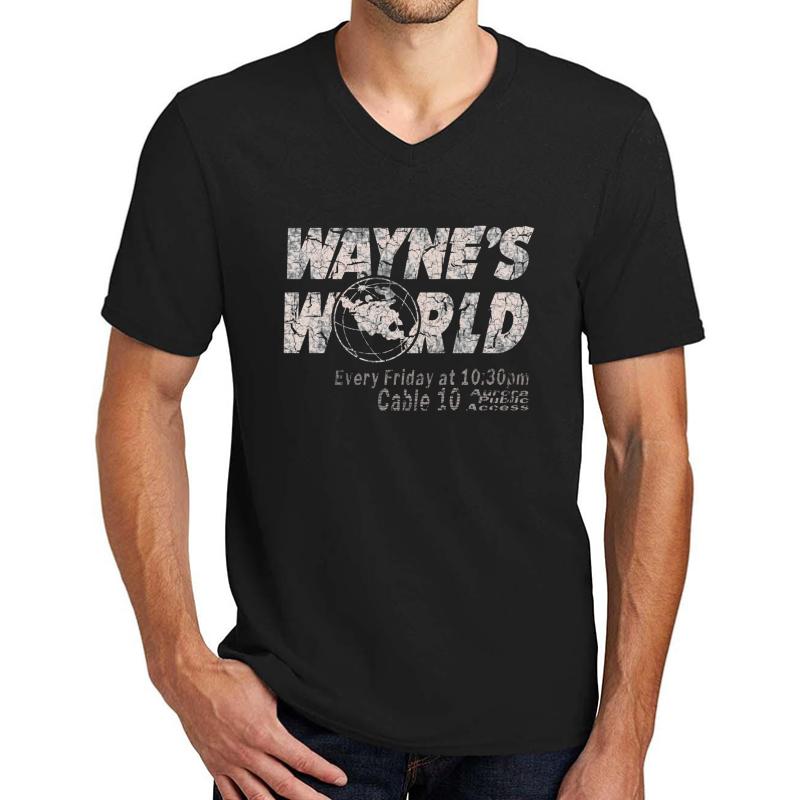 Wayne's World Snl  Unisex V-Neck T-Shirt Men Black