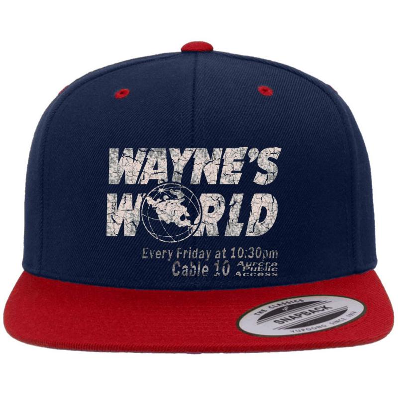 Wayne's World Snl  Premium Flat Bill Snapback Cap  Navy