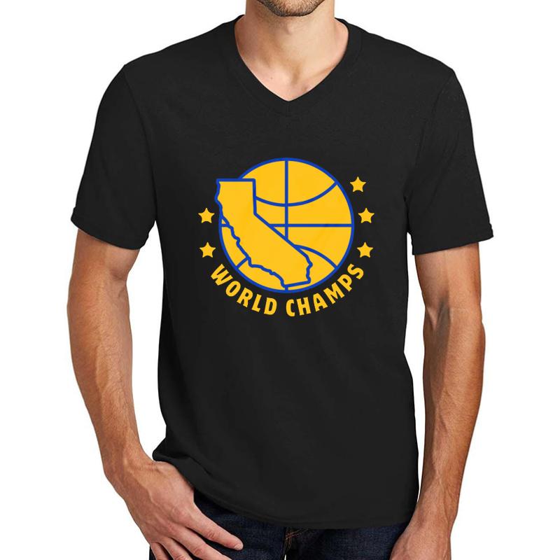 2017 Warriors Five Dubs 5W Championship World Champs Unisex V-Neck T-Shirt Men Black