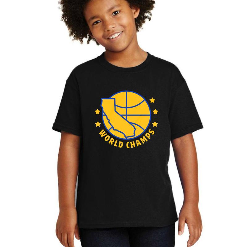 2017 Warriors Five Dubs 5W Championship World Champs Youth T-Shirt Boy Black