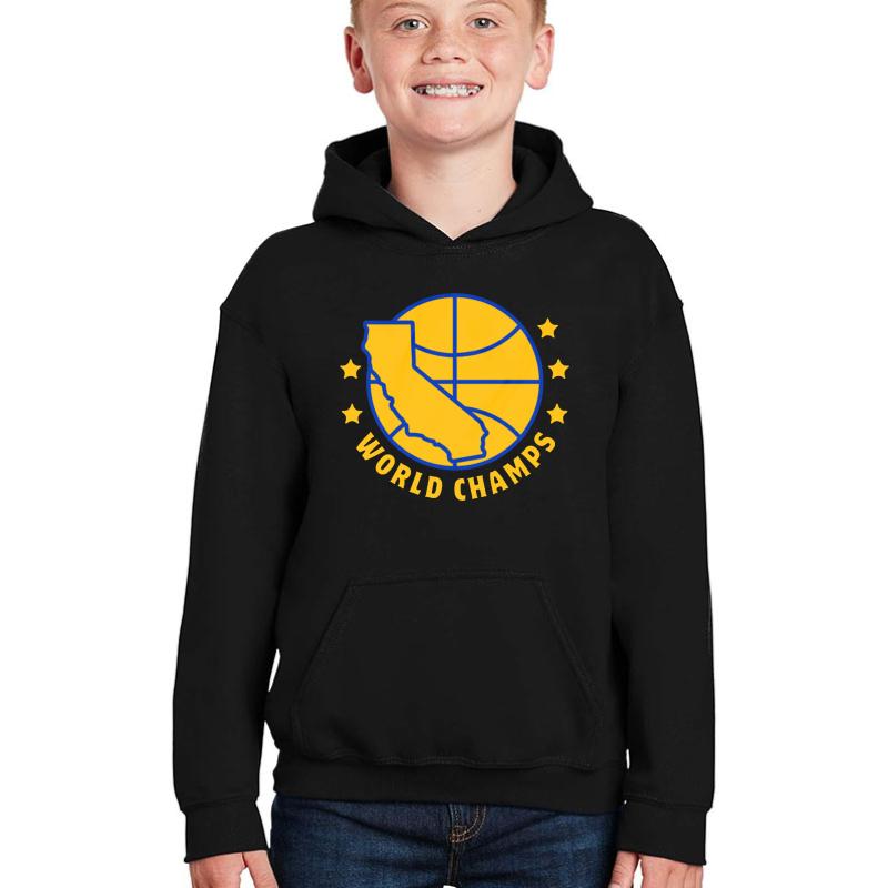 2017 Warriors Five Dubs 5W Championship World Champs Youth Hooded Sweatshirt Boy Black