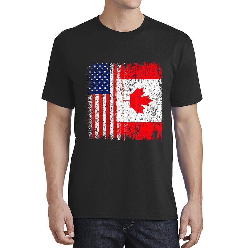 Us Canada Flag For Us Canadian Premium Flat Bill Snapback Caps
