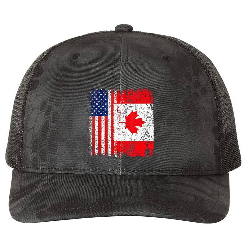 Us Canada Flag For Us Canadian Premium Flat Bill Snapback Caps