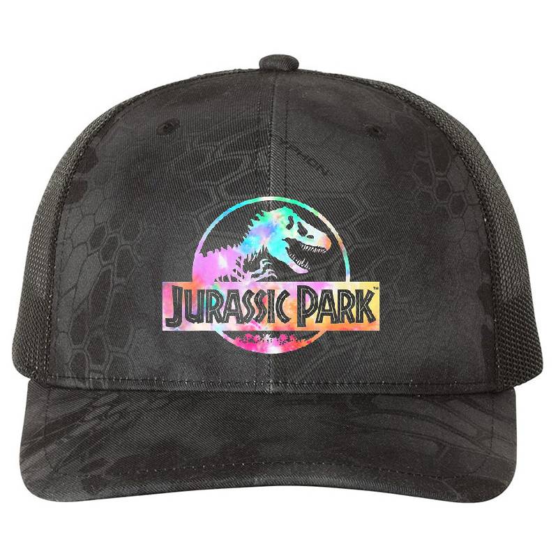 Jurassics Park Blue & Purple Fossil Logo Graphic Flexfit Baseball Caps