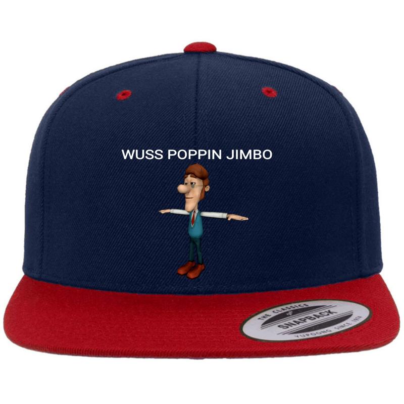 Wuss Poppin Jimbo Jimmy Neutron Meme Premium Flat Bill Snapback Cap  Navy