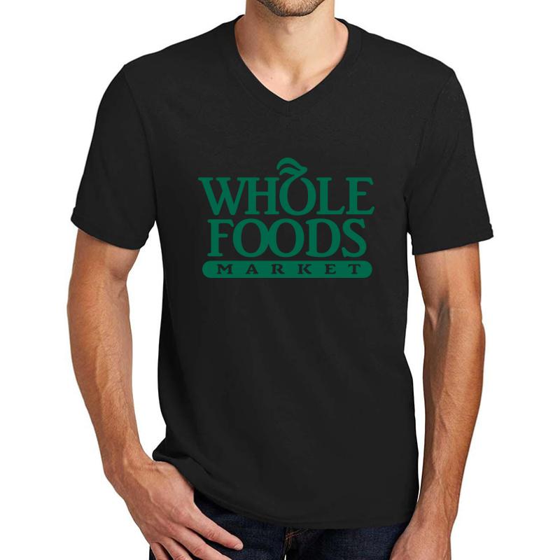 Whole Foods Market Unisex V-Neck T-Shirt Men Black