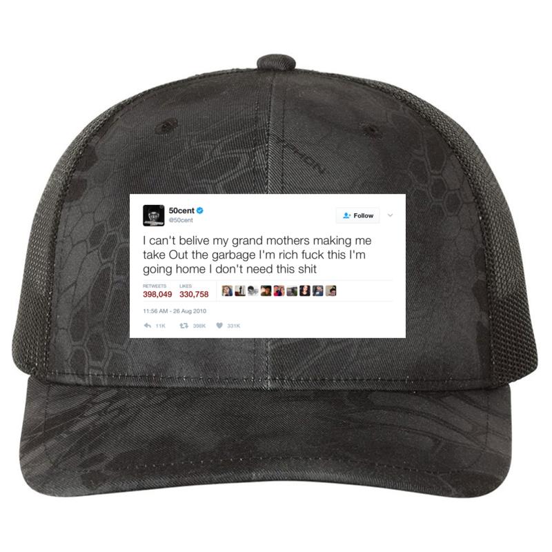 50 Cent - Taking Out Grandma's Garbage Richardson Premium Trucker Snapback Cap  Kryptek Typhon Black