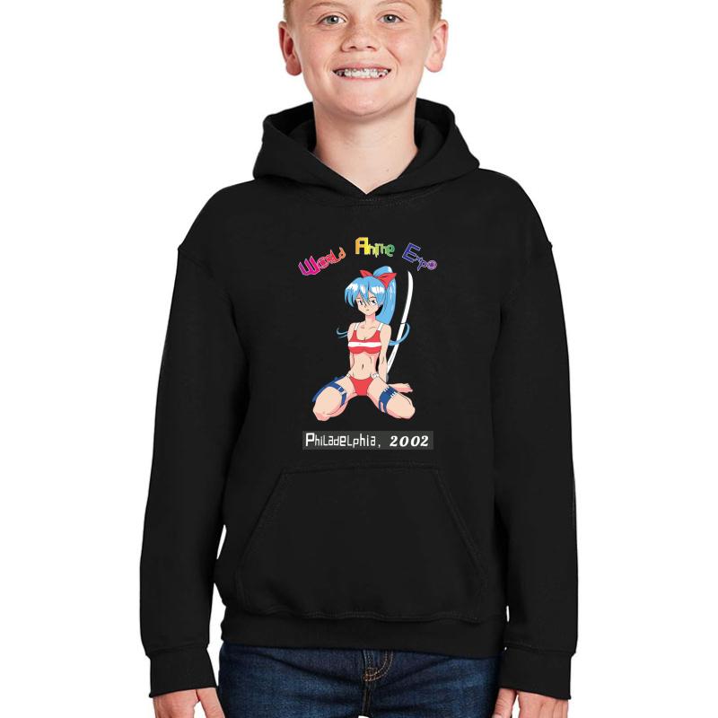 World Anime Expo 2002 Youth Hooded Sweatshirt Boy Black