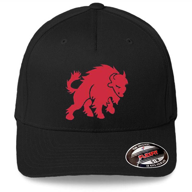 Red Bison Emblem Premium Flat Bill Snapback Caps