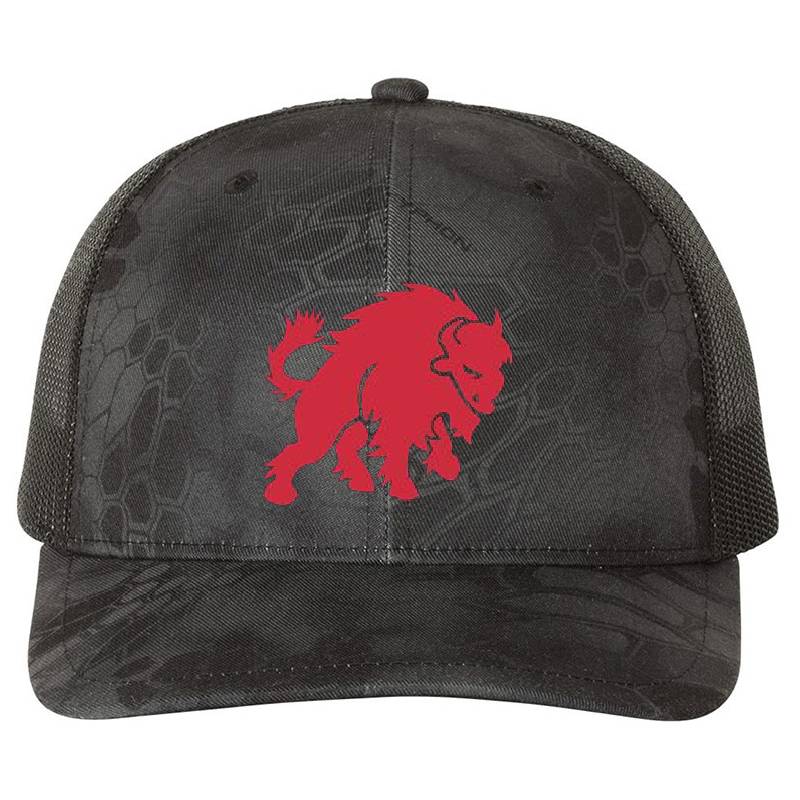 Red Bison Emblem Premium Flat Bill Snapback Caps