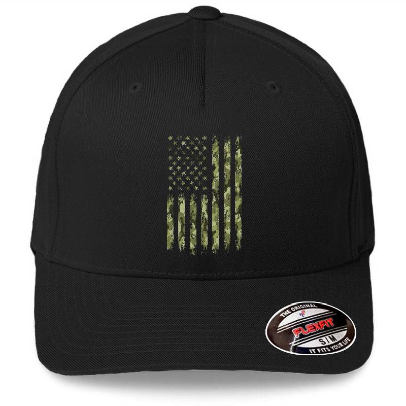 Camo American Flag Desert Camouflage Tactical Military Green  Premium Flat Bill Snapback Caps