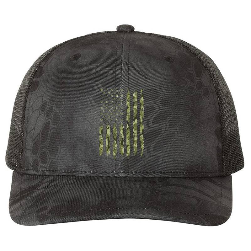 Camo American Flag Desert Camouflage Tactical Military Green  Premium Flat Bill Snapback Caps