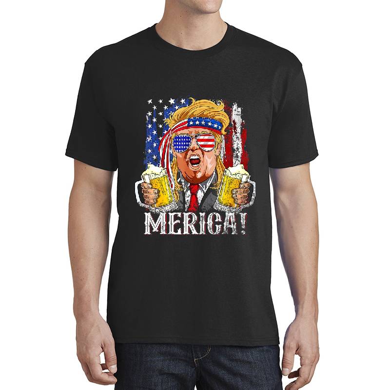 Hot Trump Mullet 4th Of July USA American Flag Merica Trump 2024  Premium Flat Bill Snapback Caps