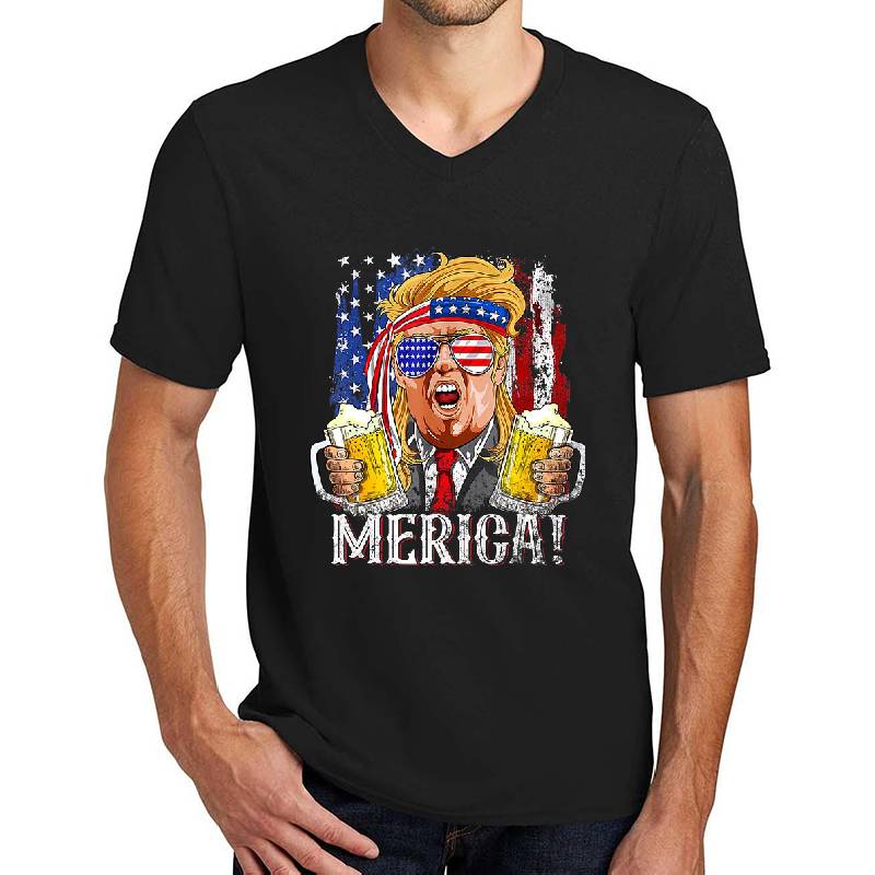 Hot Trump Mullet 4th Of July USA American Flag Merica Trump 2024  Premium Flat Bill Snapback Caps