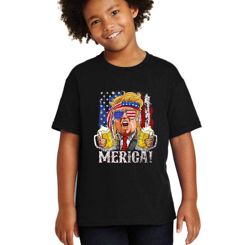 Hot Trump Mullet 4th Of July USA American Flag Merica Trump 2024  Premium Flat Bill Snapback Caps