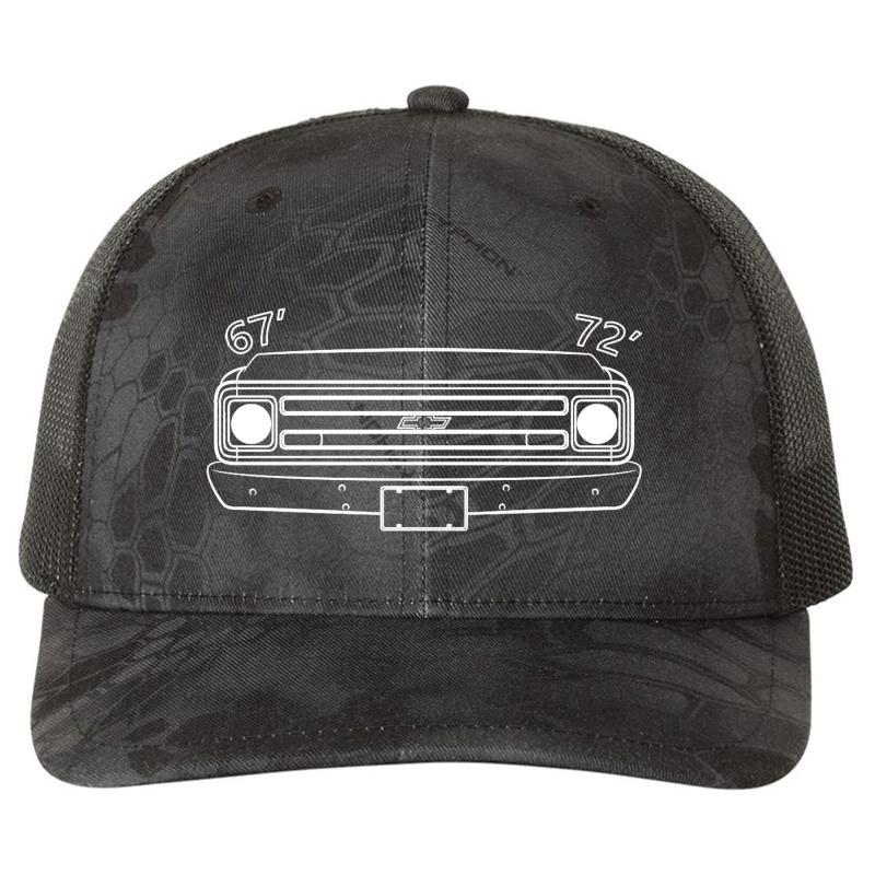 67' - 72' Chevrolet Truck Richardson Premium Trucker Snapback Cap  Kryptek Typhon Black