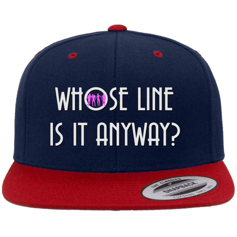 Vintage Whose Line Is It Anyway Logo Premium Flat Bill Snapback Cap  Navy